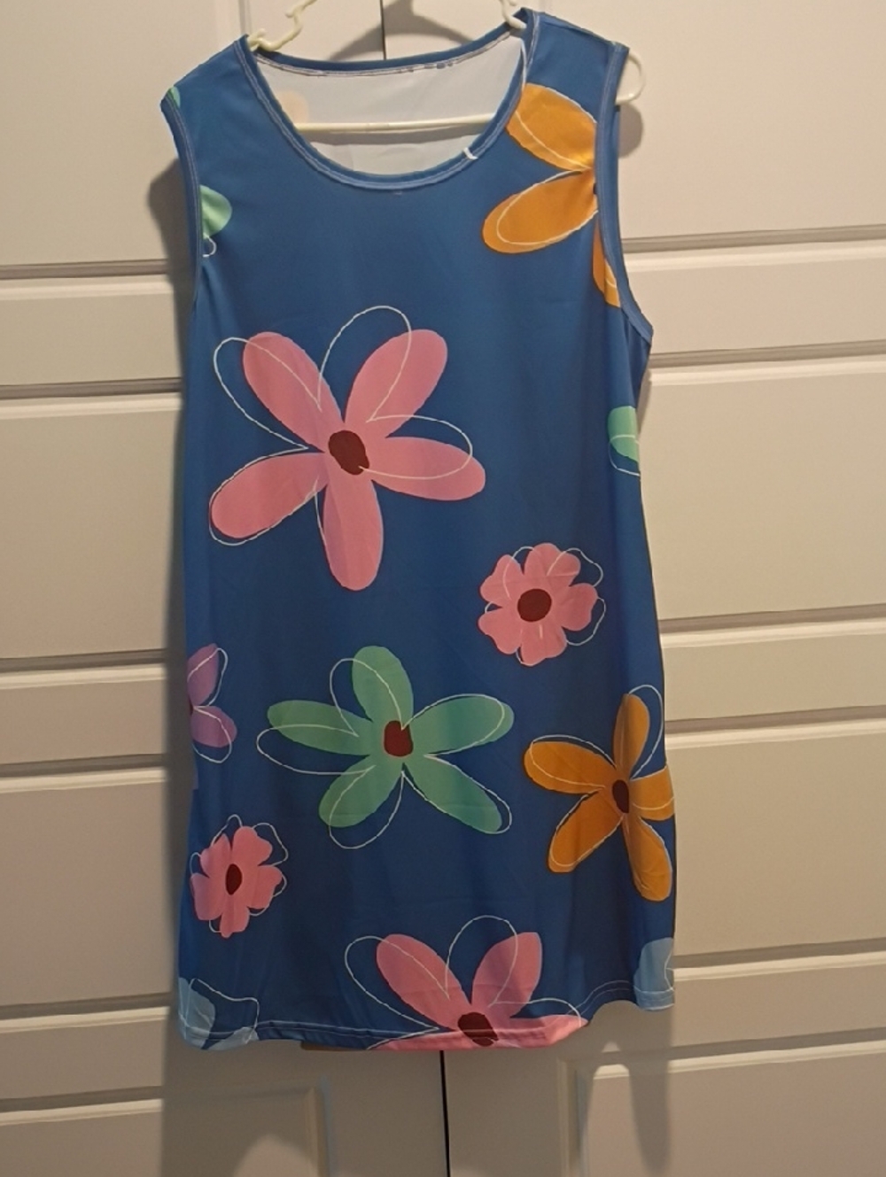 Women's Blue Floral Print Sleeveless Dress